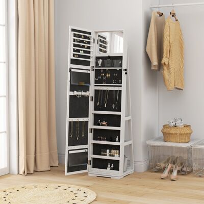PZCC Joyero Giratorio Con Cerradura Y Espejo - Joyero Con Múltiples Compartimentos - Madera Blanca PZCC Joyero Giratorio Con Cerradura Y Espejo - Joyero Con Múltiples Compartimentos - Madera Blanca