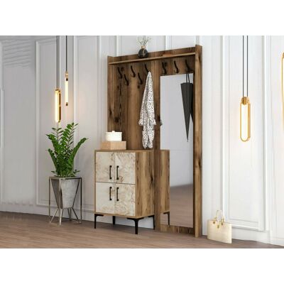 Muebles De Entrada Pollux, Entrada Para Perchas, Composición Para Atrio, Consola De Almacenamiento Multifunción, 120x35h200 Cm, Nogal Y Blanco, Con Embalaje Reforzado - Dmora Muebles De Entrada Pollux, Entrada Para Perchas, Composición Para Atrio, Consola De Almacenamiento Multifunción, 120x35h200 Cm, Nogal Y Blanco, Con Embalaje Reforzado - Dmora