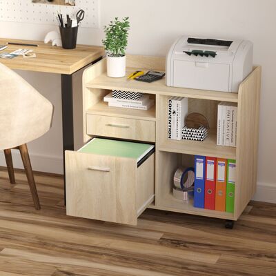 PZCC Soporte Para Impresora Vinsetto - Organizador De Oficina Con Ruedas - Dimensiones: 80 Cm De Ancho X 40 Cm De Profundidad X 72 Cm De Alto, En Madera De Roble Claro. PZCC Soporte Para Impresora Vinsetto - Organizador De Oficina Con Ruedas - Dimensiones: 80 Cm De Ancho X 40 Cm De Profundidad X 72 Cm De Alto, En Madera De Roble Claro.