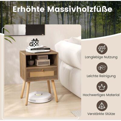 NORTHIX Rattan Nightstand Set Of 2 With Drawer & Shelf, 40x30x60.5 Cm NORTHIX Rattan Nightstand Set Of 2 With Drawer & Shelf, 40x30x60.5 Cm