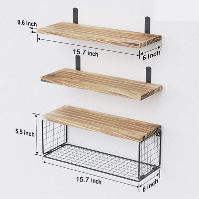 OEM Estantería De Pared, Perchero, Cesta De Pañuelos De Hierro (madera De Tung Ligeramente Carbonizada, 3 Niveles) OEM Estantería De Pared, Perchero, Cesta De Pañuelos De Hierro (madera De Tung Ligeramente Carbonizada, 3 Niveles)