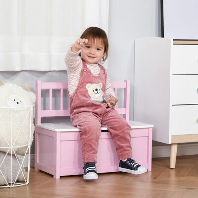 SANS MARQUE Banco Almacenaje Para Niños Con Respaldo Y Tapa Amortiguadora Carga 40 Kg Para Salas De Juego 60x30x50 Cm Rosa Y Blanco SANS MARQUE Banco Almacenaje Para Niños Con Respaldo Y Tapa Amortiguadora Carga 40 Kg Para Salas De Juego 60x30x50 Cm Rosa Y Blanco