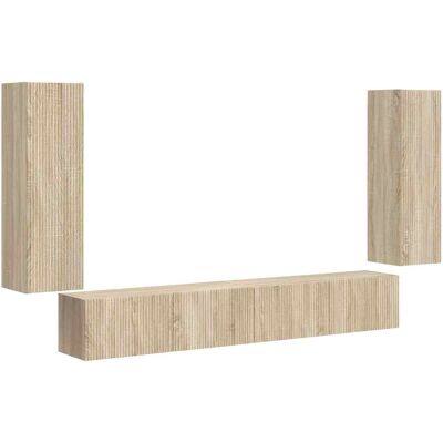 Conjunto De Mueble Para Tv De Pared 4 Uds. Roble Sonoma Vidaxl Conjunto De Mueble Para Tv De Pared 4 Uds. Roble Sonoma Vidaxl