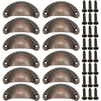 DPZO 12 Tiradores De Puerta Con Forma De Concha, Tiradores De Puerta Retro, Tiradores De Muebles Tradicionales En Forma De Media Luna Con Tornillos, Para Cajones, Armarios Y Cómodas (bronce Rojo) DPZO 12 Tiradores De Puerta Con Forma De Concha, Tiradores De Puerta Retro, Tiradores De Muebles Tradicionales En Forma De Media Luna Con Tornillos, Para Cajones, Armarios Y Cómodas (bronce Rojo)