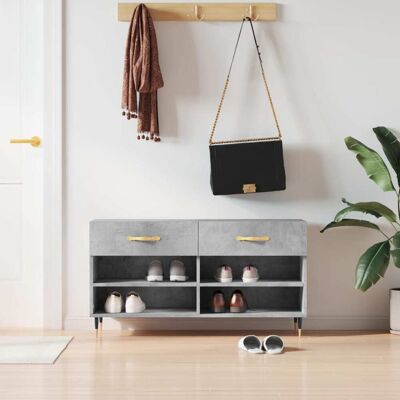 Banco zapatero gris hormigón vidaXL 102x35x55 cm Madera de ingeniería - Almacenamiento de zapatos Banco zapatero gris hormigón vidaXL 102x35x55 cm Madera de ingeniería - Almacenamiento de zapatos