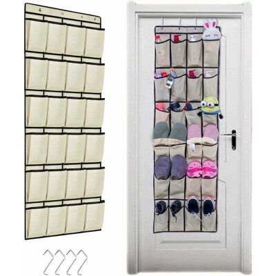 DPZO Organizador De Zapatos Beige Para Colgar En La Puerta Con 24 Compartimentos, Zapatero Que Ahorra Espacio Con 4 Ganchos. DPZO Organizador De Zapatos Beige Para Colgar En La Puerta Con 24 Compartimentos, Zapatero Que Ahorra Espacio Con 4 Ganchos.