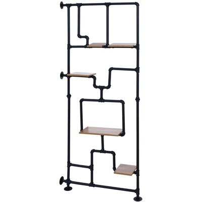 DÉCOSHOP26 Ibrería Biombo De Estilo Industrial Con 5 Estantes 203 X 80 Cm Mdf Marrón Claro Y Hierro 04000875 DÉCOSHOP26 Ibrería Biombo De Estilo Industrial Con 5 Estantes 203 X 80 Cm Mdf Marrón Claro Y Hierro 04000875