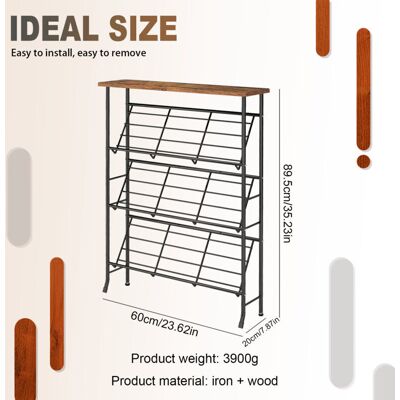 OEM Zapatero De 4 Niveles – Estructura De Metal Y Madera – Capacidad Para 12-16 Pares – Dimensiones 89,5 X 60 X 20 Cm -crezuo OEM Zapatero De 4 Niveles – Estructura De Metal Y Madera – Capacidad Para 12-16 Pares – Dimensiones 89,5 X 60 X 20 Cm -crezuo
