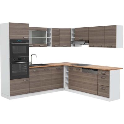 Cocina Esquinera R-line, Precioso Gris/blanco, 237 X 247 Cm , Et Roble, Vicco Cocina Esquinera R-line, Precioso Gris/blanco, 237 X 247 Cm , Et Roble, Vicco