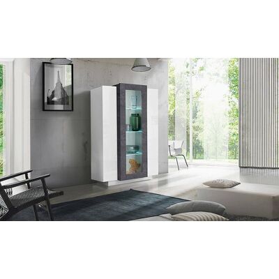 Vitrina Moderna Blanca con Puerta de Cristal - DMORA Vitrina Moderna Blanca con Puerta de Cristal - DMORA