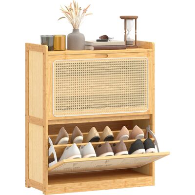 JHY DESIGN Zapatero Para 14 Pares, Con 2 Cajones Abatibles, Estantes Ajustables, 69x29x83cm, Madera Natural. JHY DESIGN Zapatero Para 14 Pares, Con 2 Cajones Abatibles, Estantes Ajustables, 69x29x83cm, Madera Natural.