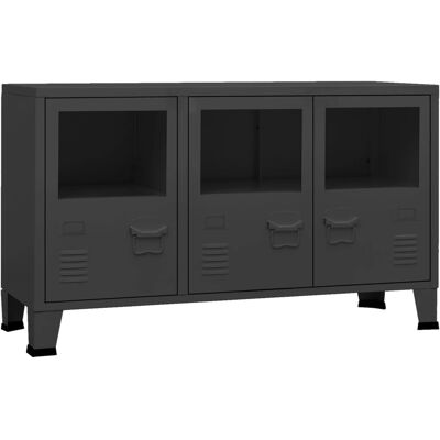 HELLOSHOP26 Aparador Cómoda Armario Mueble De Almacenamiento Organizador Cocina Salón Comedor Estilo Industrial 105 X 35 X 62 Cm Metal Y Vidrio Negro 020035680 HELLOSHOP26 Aparador Cómoda Armario Mueble De Almacenamiento Organizador Cocina Salón Comedor Estilo Industrial 105 X 35 X 62 Cm Metal Y Vidrio Negro 020035680