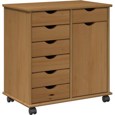 Gabinete Rodante Con Rueda Marrón Miel 63,5 X 39 X 65,5 Cm Vidaxl Gabinete Rodante Con Rueda Marrón Miel 63,5 X 39 X 65,5 Cm Vidaxl