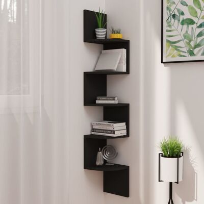 Vidaxl - Estante De Esquina Pared Madera Ingeniería Negro 19x19x123 Cm Vidaxl - Estante De Esquina Pared Madera Ingeniería Negro 19x19x123 Cm