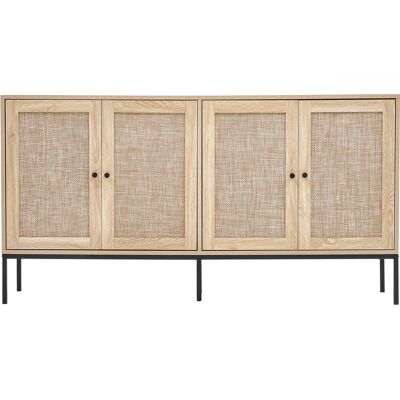 Mophorn Mueble De Ratán Con 4 Puertas Magnéticas Y Estantes Ajustables Para Pasillo, Sala De Estar Y Cocina, Acabado Natural Mophorn Mueble De Ratán Con 4 Puertas Magnéticas Y Estantes Ajustables Para Pasillo, Sala De Estar Y Cocina, Acabado Natural