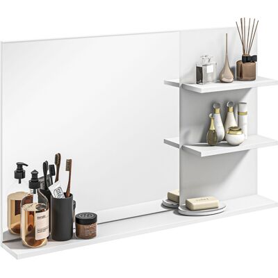 Kleankin Espejo De Baño Con 2 Estantes Laterales Y Estante Inferior, Espejo De Pared, Estilo Moderno, Para Entrada, Pasillo, 75x10x48 Cm, Blanco Kleankin Espejo De Baño Con 2 Estantes Laterales Y Estante Inferior, Espejo De Pared, Estilo Moderno, Para Entrada, Pasillo, 75x10x48 Cm, Blanco