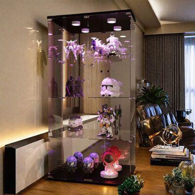 OEM Vitrina De Vidrio, Con Led, 4 Estantes, Armario De Presentación Para Salón, Vitrina De 2 Puertas, 163 X 80 X 36cm, Negro OEM Vitrina De Vidrio, Con Led, 4 Estantes, Armario De Presentación Para Salón, Vitrina De 2 Puertas, 163 X 80 X 36cm, Negro