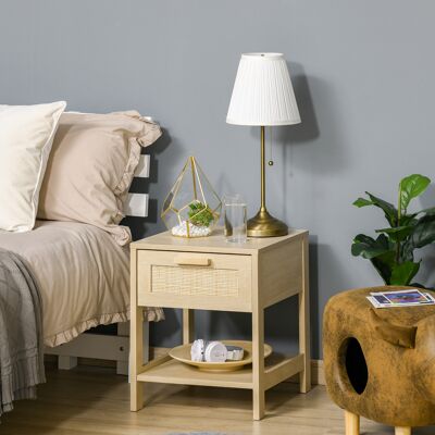 TORMATOR Mesita De Noche Mesilla De Noche Con Cajón De Ratán Y Estante Inferior Carga 40 Kg Para Dormitorio Sala 40x40x48 Cm Natural TORMATOR Mesita De Noche Mesilla De Noche Con Cajón De Ratán Y Estante Inferior Carga 40 Kg Para Dormitorio Sala 40x40x48 Cm Natural
