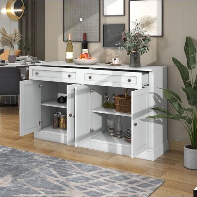 WISHDOR - Credenza - White - 150x40x86 cm - Sideboard WISHDOR - Credenza - White - 150x40x86 cm - Sideboard