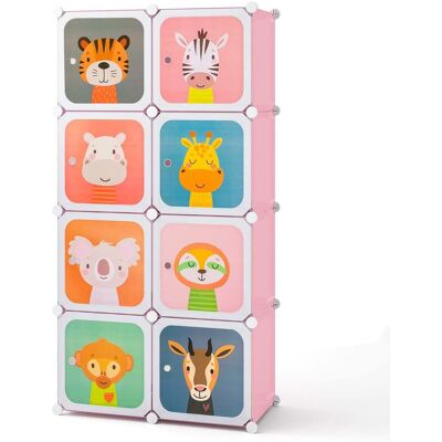 NORTHIX Armario Infantil Con 8 Cubos Y Espacio Para Colgar, Rosa NORTHIX Armario Infantil Con 8 Cubos Y Espacio Para Colgar, Rosa