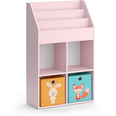 Estantería Luigi Rosa - Almacenamiento infantil con 6 cajas plegables Estantería Luigi Rosa - Almacenamiento infantil con 6 cajas plegables