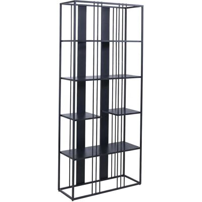 DÉCOSHOP26 Ibrería Alta 180x80x31 Cm Estructura De Metal Y Paneles De Mdf Con Revestimiento De Melamina Negra Estilo Industrial 04000877 DÉCOSHOP26 Ibrería Alta 180x80x31 Cm Estructura De Metal Y Paneles De Mdf Con Revestimiento De Melamina Negra Estilo Industrial 04000877