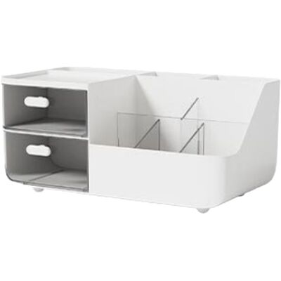 TOIVIZE Generic Organizador De Maquillaje Con 2 Cajones Transparentes, Caja De Almacenamiento De Plástico Para Cosméticos Y Escritorio, Diseño Compacto Blanco – Ideal Para Baño Y Dormitorio TOIVIZE Generic Organizador De Maquillaje Con 2 Cajones Transparentes, Caja De Almacenamiento De Plástico Para Cosméticos Y Escritorio, Diseño Compacto Blanco – Ideal Para Baño Y Dormitorio