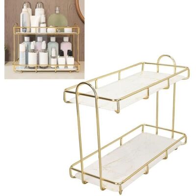 OEM Estantería De 2 Niveles Tuserxln - Tbest - Dorada - Estante Para Cosméticos - Estructura Metálica - Diseño Elegante OEM Estantería De 2 Niveles Tuserxln - Tbest - Dorada - Estante Para Cosméticos - Estructura Metálica - Diseño Elegante