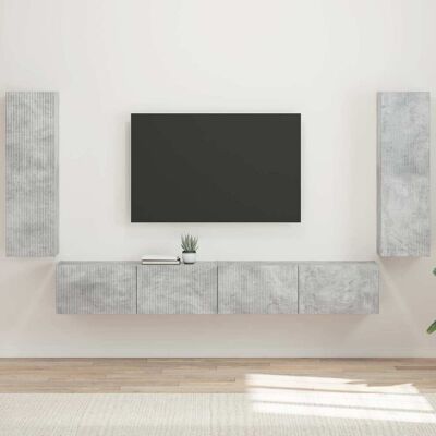 Vidaxl Conjunto De Mueble Para Tv De Pared 4 Uds. Gris Concreto Vidaxl Conjunto De Mueble Para Tv De Pared 4 Uds. Gris Concreto