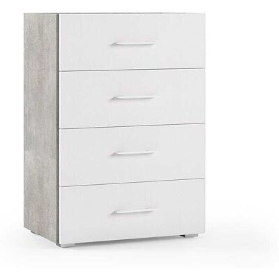 Kiamami Valentina - Cómoda Multiusos De 4 Cajones Blanca Con Laterales De Hormigón Kiamami Valentina - Cómoda Multiusos De 4 Cajones Blanca Con Laterales De Hormigón