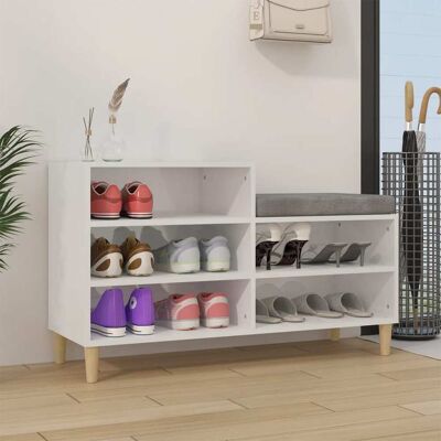 Zapatero de alto brillo blanco vidaXL 102x36x60 cm Madera de ingeniería Zapatero de alto brillo blanco vidaXL 102x36x60 cm Madera de ingeniería