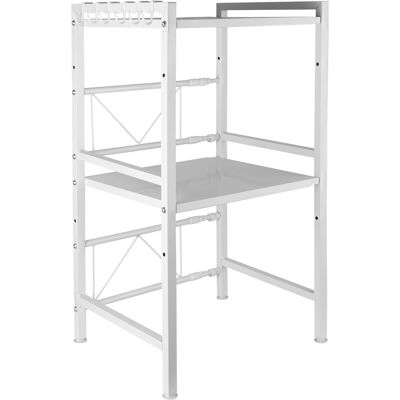 HALOYO Soporte Extensible Para Horno De Microondas, Soporte Microondas, Multifuncional Organizador Estanteria Cocina 2 Niveles, Blanco HALOYO Soporte Extensible Para Horno De Microondas, Soporte Microondas, Multifuncional Organizador Estanteria Cocina 2 Niveles, Blanco