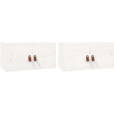 HELLOSHOP26 Conjunto De 2 Prácticos Armarios De Pared 60 X 30 X 30 Cm Acabado Rústico Madera Blanca Decoración De Interiores 020048374 HELLOSHOP26 Conjunto De 2 Prácticos Armarios De Pared 60 X 30 X 30 Cm Acabado Rústico Madera Blanca Decoración De Interiores 020048374