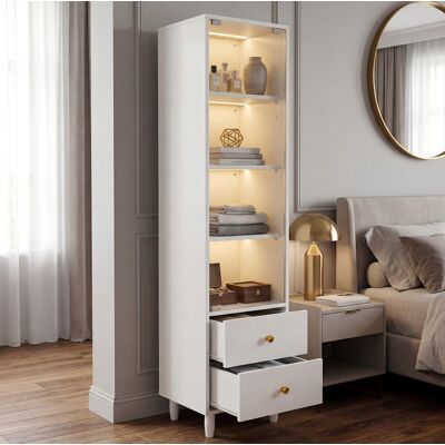 Mueble Vitrina Con Led, Puertas De Vidrio Y Cajones Okmyhome Mueble Vitrina Con Led, Puertas De Vidrio Y Cajones Okmyhome