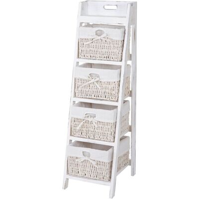 DÉCOSHOP26 - Estante escalera 4 cajones cesta - Blanco DÉCOSHOP26 - Estante escalera 4 cajones cesta - Blanco
