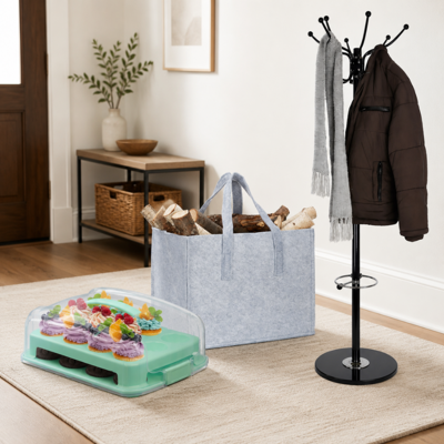 NORTHIX Conjunto Organizador Para Recibidor 3 Piezas Perchero Con Base De Marmol Caja Para Cupcakes De Dos Niveles Y Cesta De Almacenamiento De Fieltro 224683255 NORTHIX Conjunto Organizador Para Recibidor 3 Piezas Perchero Con Base De Marmol Caja Para Cupcakes De Dos Niveles Y Cesta De Almacenamiento De Fieltro 224683255