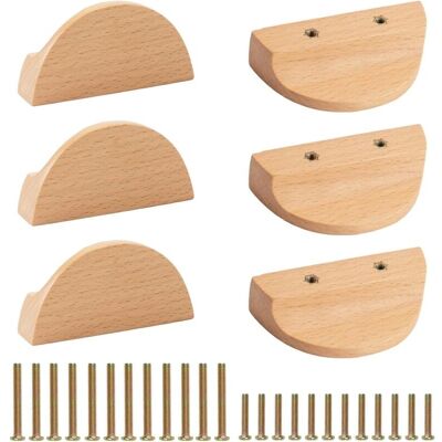 OEM Tiradores De Madera De Haya Para Cajones - Juego De 6 Tiradores En Forma De Media Luna Para Armarios Y Gabinetes OEM Tiradores De Madera De Haya Para Cajones - Juego De 6 Tiradores En Forma De Media Luna Para Armarios Y Gabinetes