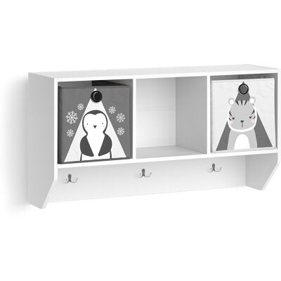 Estante De Pared Para Habitación Infantil Luigi, Blanco, 107.2 X 56 Cm Con 2 Cajas Plegables Opt.1, Vicco Estante De Pared Para Habitación Infantil Luigi, Blanco, 107.2 X 56 Cm Con 2 Cajas Plegables Opt.1, Vicco