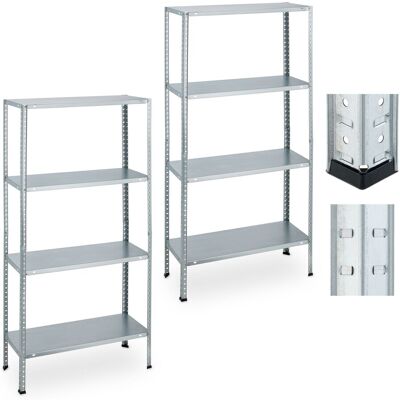 Relaxdays Estantería Metálica 147,5 X 75,5 X 30,5 Cm Set De 2, 160 Kg, Acero Galvanizado, Estante Para Sótano, Plateado Relaxdays Estantería Metálica 147,5 X 75,5 X 30,5 Cm Set De 2, 160 Kg, Acero Galvanizado, Estante Para Sótano, Plateado