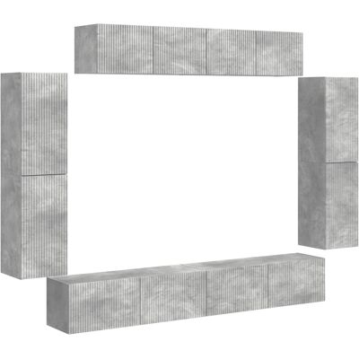 Mueble De Tv 8 Uds. Gris Concreto Vidaxl Mueble De Tv 8 Uds. Gris Concreto Vidaxl