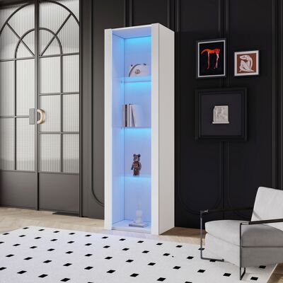 HAUSS SPOLE Vitrina, 3 Compartimentos De Cristal, 55x38x166cm, Con Iluminación Led, Mueble Alto, Mueble Almacenaje, Color Blanco HAUSS SPOLE Vitrina, 3 Compartimentos De Cristal, 55x38x166cm, Con Iluminación Led, Mueble Alto, Mueble Almacenaje, Color Blanco