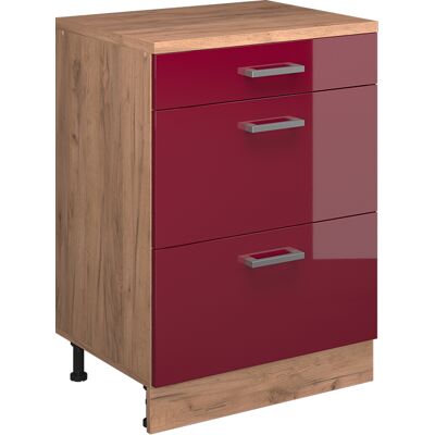 Cómoda De Ampliación Rion, Rojo De Alto Brillo/roble Dorado, 60 X 46 Cm Sin Inclinación Con 3 Cajones, Vicco Cómoda De Ampliación Rion, Rojo De Alto Brillo/roble Dorado, 60 X 46 Cm Sin Inclinación Con 3 Cajones, Vicco