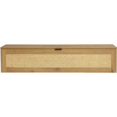 MILIBOO Almacenamiento De Pared Acabado En Madera Clara Y Tejido De Ratán 1 Puerta L135 Cm Manille MILIBOO Almacenamiento De Pared Acabado En Madera Clara Y Tejido De Ratán 1 Puerta L135 Cm Manille