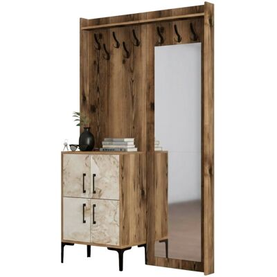 Muebles De Entrada Dperron, Entrada Para Perchas, Composición Para Atrio, Consola De Almacenamiento Multifunción, 120x35h200 Cm, Nogal Y Blanco - Dmora Muebles De Entrada Dperron, Entrada Para Perchas, Composición Para Atrio, Consola De Almacenamiento Multifunción, 120x35h200 Cm, Nogal Y Blanco - Dmora