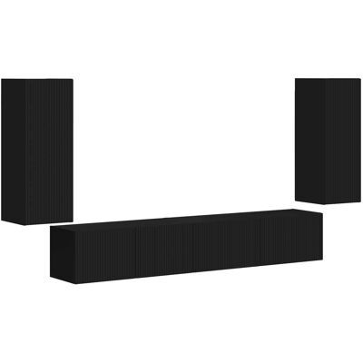 Conjunto De Mueble De Tv 4 Uds. Negro Madera De Ingeniería Vidaxl Conjunto De Mueble De Tv 4 Uds. Negro Madera De Ingeniería Vidaxl