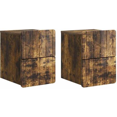 Mesita De Noche De Pared 2 Uds. Roble Ahumado 33 X 34,5 X 43 Cm Vidaxl Mesita De Noche De Pared 2 Uds. Roble Ahumado 33 X 34,5 X 43 Cm Vidaxl