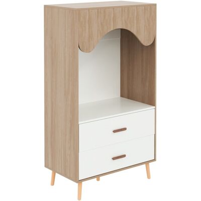 MODENUIT Armario Abierto Infantil Con Barra Y 2 Cajones De Madera Blanca Y Natural 80 X 46 X 141,5 Cm MODENUIT Armario Abierto Infantil Con Barra Y 2 Cajones De Madera Blanca Y Natural 80 X 46 X 141,5 Cm