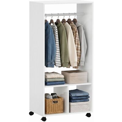 OEM Armario Abierto Con Ruedas Barra Y Estantes Para Tener Ropa Colgada Y Doblada 60x40x128 Cm Blanco OEM Armario Abierto Con Ruedas Barra Y Estantes Para Tener Ropa Colgada Y Doblada 60x40x128 Cm Blanco