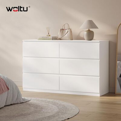 Woltu - Cómoda Para Dormitorio De 6 Cajones - Estilo Escandinavo - Almacenamiento, Blanco Woltu - Cómoda Para Dormitorio De 6 Cajones - Estilo Escandinavo - Almacenamiento, Blanco