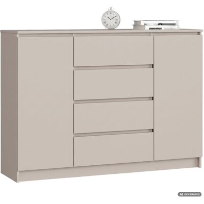 AKORD Cómoda K140 Cachemira 138 Cm 2 Puertas 4 Cajones 4 Estantes 138x40x99 Cm AKORD Cómoda K140 Cachemira 138 Cm 2 Puertas 4 Cajones 4 Estantes 138x40x99 Cm